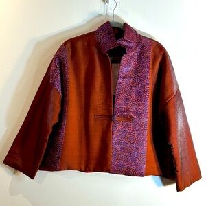 7SM SZ L Puffer Mixed Pattern Floral Solid Colourway Sheen Cropped NEW WITH TAG